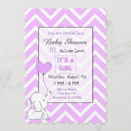Lila Elephant Themeed Baby Shower Einladungen