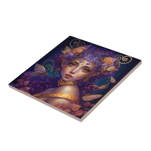Lila Elf Fairy Fantasy Art Fliese (Seite)