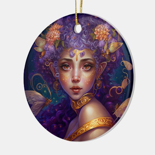 Lila Elf Fairy Fantasy Art Keramik Ornament (Links)
