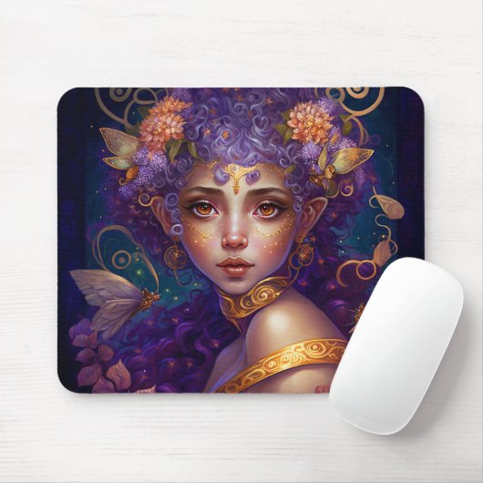 Lila Elf Fairy Fantasy Art Mousepad (Mit Mouse)