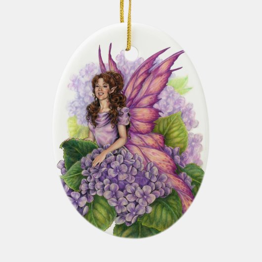 Lila Elf-Verzierung Keramikornament (Hinten)