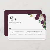 Lila Elfenbeinflora Hochzeitskost Allergie UAWG RSVP Karte (Vorne/Hinten)