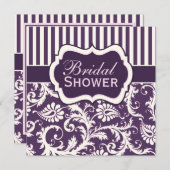 Lila, Elfenbeinküste, rosa Damask Brautparty Einla Einladung (Vorne/Hinten)