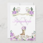 Lila & Elfenbeinküste Rose Western Cowgirl Quincea Einladung (Rückseite)