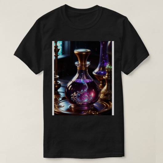 Lila Elixid in Flasche T-Shirt (Design vorne)