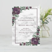 Lila Emerald Green Watercolor Marbor Foto Einladung (Stehend Vorderseite)