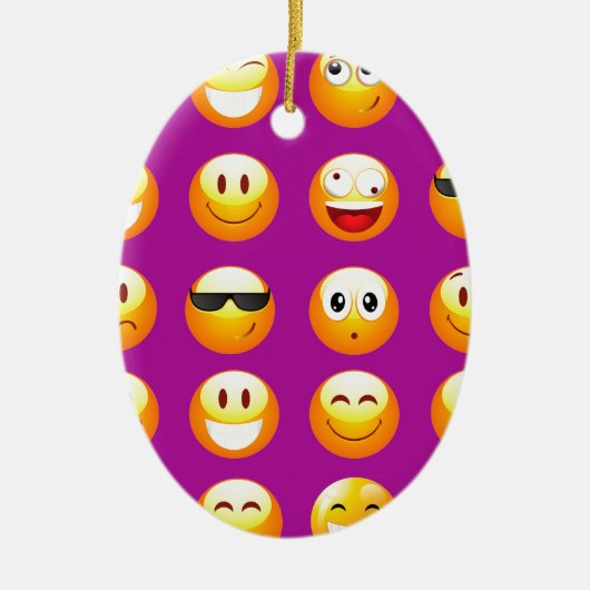lila Emojis Keramikornament (Vorne)