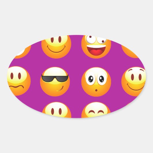 lila Emojis Ovaler Aufkleber (Vorderseite)
