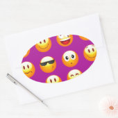 lila Emojis Ovaler Aufkleber (Umschlag)