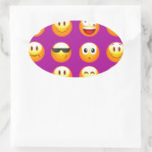 lila Emojis Ovaler Aufkleber (Tasche)