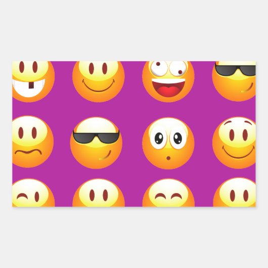 lila Emojis Rechteckiger Aufkleber (Vorderseite)