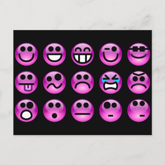 Lila Emoticons Postkarte (Vorderseite)