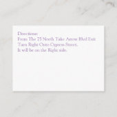 Lila Empfang mit Herzinfarkt Einsteckkarten Begleitkarte (Rückseite)