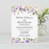 Lila Empfang zur Entfaltung der Elfenbeinflora Ein Einladung (Stehend Vorderseite)