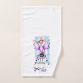 Lila Engel auf der weißen Wolke mit Herzenskorb Handtuch (Handtuch)