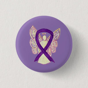 Lila Engel Awareness Ribbon Custom Art Buttone Button
