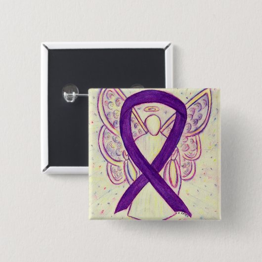 Lila Engel Awareness Ribbon Custom Art Buttone Button (Vorne & Hinten)