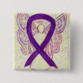 Lila Engel Awareness Ribbon Custom Art Buttone Button (Vorderseite)