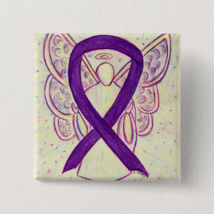 Lila Engel Awareness Ribbon Custom Art Buttone Button
