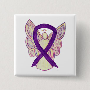 Lila Engel Awareness Ribbon Custom Art Buttone Button