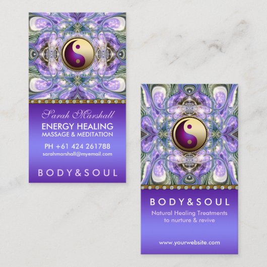 Lila Engel-Energie Heilung Holistische Neuzeit Visitenkarte (Vorne/Hinten)