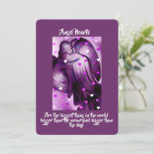 Lila Engel mit Herz Einladung (Stehend Vorderseite)