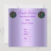 LILA ENTDEKOBALL 16 . GEBURTSTAG PARTY EINLADUNG (Rückseite)