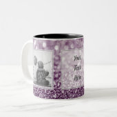 Lila Entwurf des Glitzer-2 der Bild-w/Text Ihre Zweifarbige Tasse (Vorderseite Links)