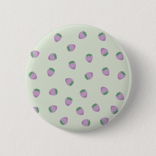 Lila Erdbeermuster Button (Vorderseite)