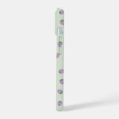 Lila Erdbeermuster iPhone 15 Hülle (Linke Seite)