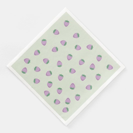 Lila Erdbeermuster Serviette (Ecke)