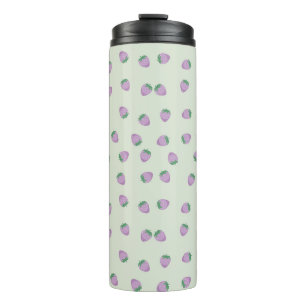 Lila Erdbeermuster Thermosbecher