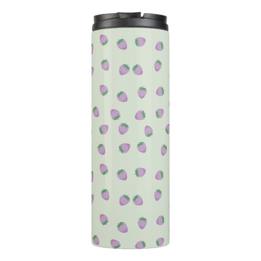 Lila Erdbeermuster Thermosbecher (Rückseite)