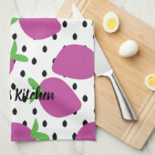 Lila Erdbeerschwarz Samen Fruchtmuster Geschirrtuch (Viertel Falte)