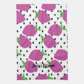 Lila Erdbeerschwarz Samen Fruchtmuster Geschirrtuch (Vertikal)