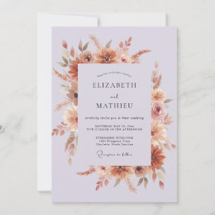 Lila erdige herbstliche Hochzeit Einladung