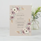 Lila Erdiges Boho-Hochzeit Einladung (Stehend Vorderseite)