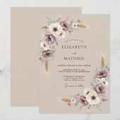 Lila Erdiges Boho-Hochzeit Einladung (Vorne/Hinten)