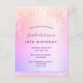 Lila Errötung Rosa Glitzer Tropfen Postkarte (Vorderseite)