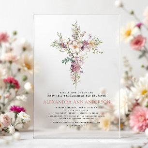 Lila Erste Heilige Kommune Wildblume Acryleinladungen