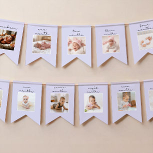 Lila Erstes Geburtstags-Fotobanner ONE Thema Wimpelkette