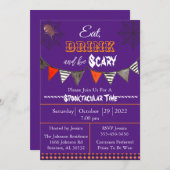 Lila essen Drink und Beängstigend sein Halloween-P Einladung (Vorne/Hinten)