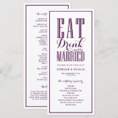 Lila essen Drink und Verheiratet Hochzeit sein Programm (Vorne/Hinten)