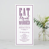 Lila essen Drink und Verheiratet Hochzeit sein Programm (Stehend Vorderseite)