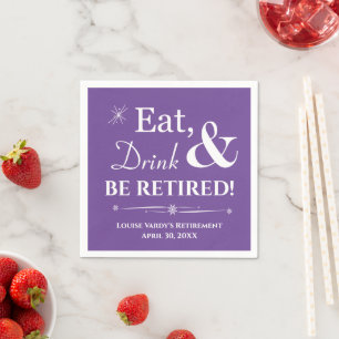 Lila Essen Trinken Ruhestand Retro Ruhestandsfeier Serviette