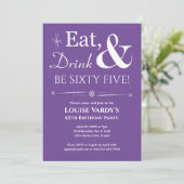 Lila Essenstrunk ist sechzig 5 65. Geburtstag Einladung (Stehend Vorderseite)