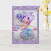 Lila Ethereal Iris Blume floral Geburtskarte Karte (Gelbe Blume)