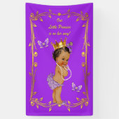 Lila ethnische Prinzessin Butterflies Gold Frame Banner (Vertikal)