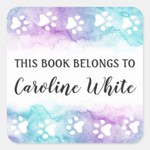 Lila Etiketten für Aquarelle Quadratischer Aufkleber