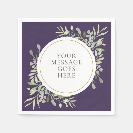 Lila Eukalyptus-Blattgold Serviette (Vorderseite)
